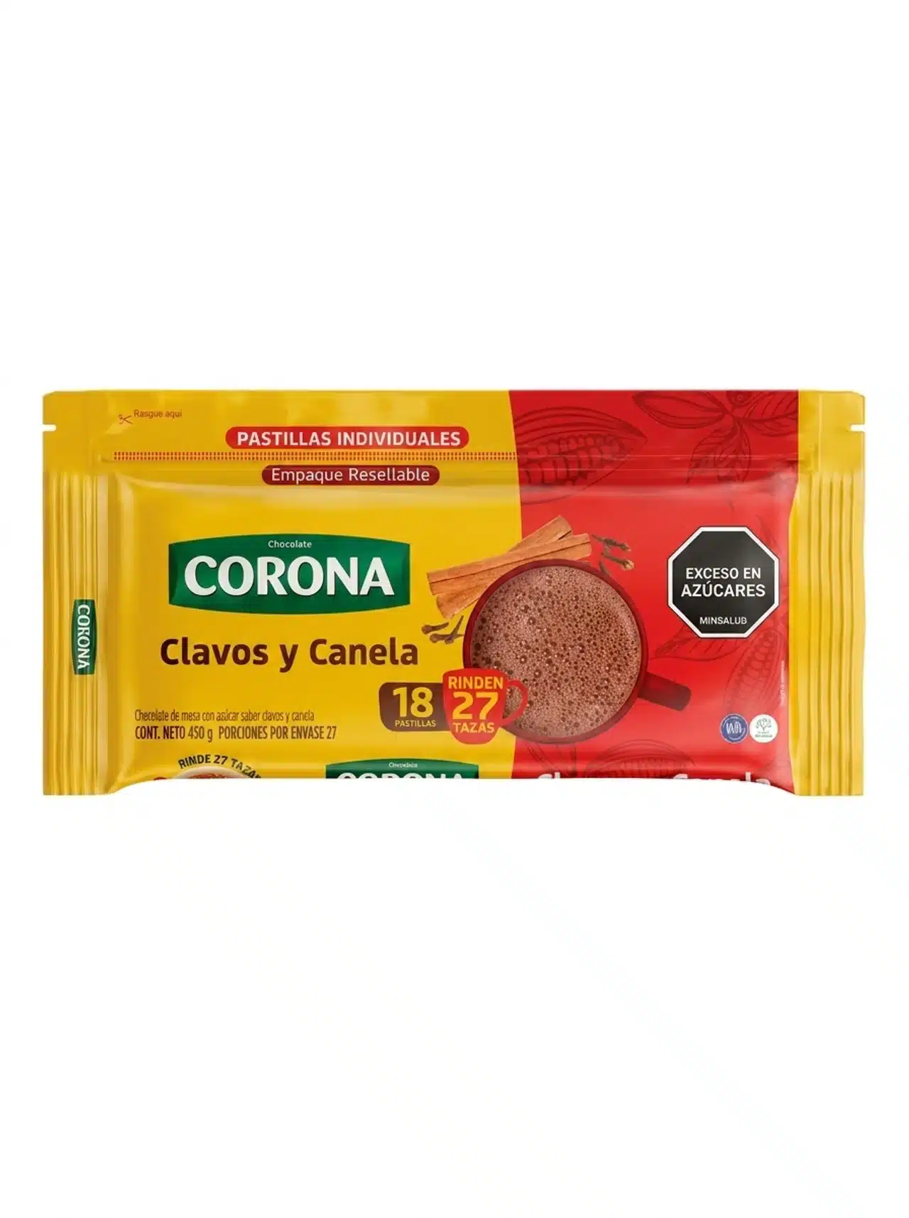 CHOCOLATE CORONA CLAVOS Y CANELA 450 GR